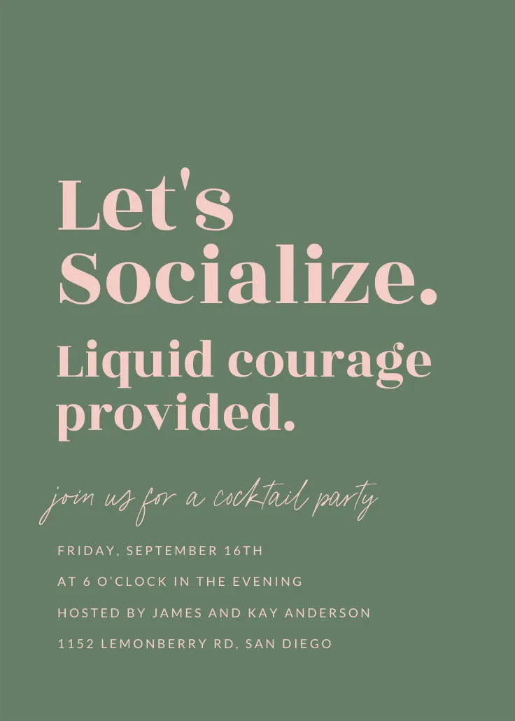 Trendy bold text - cocktail party invitation